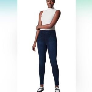 Spanx jeanish leggings super skinny jeggings pull on blue dark wash jeans S